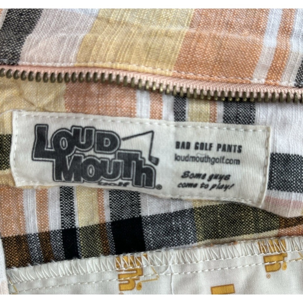 LoudMouth Golf Shorts Men 38 Orange Plaid Flat Front 10'' Inseam Breathable - Picture 3 of 16